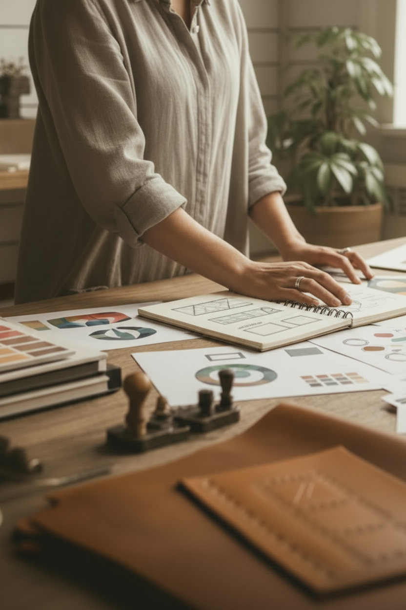 Designer au travail - zoom très serré sur les mains