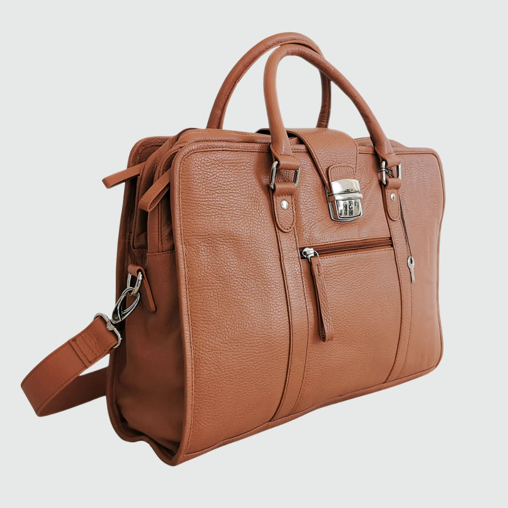 Mallette en cuir brun — vue principale