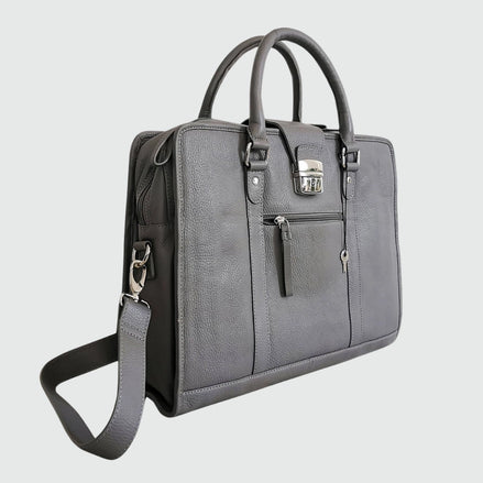 Mallette en cuir gris — vue principale