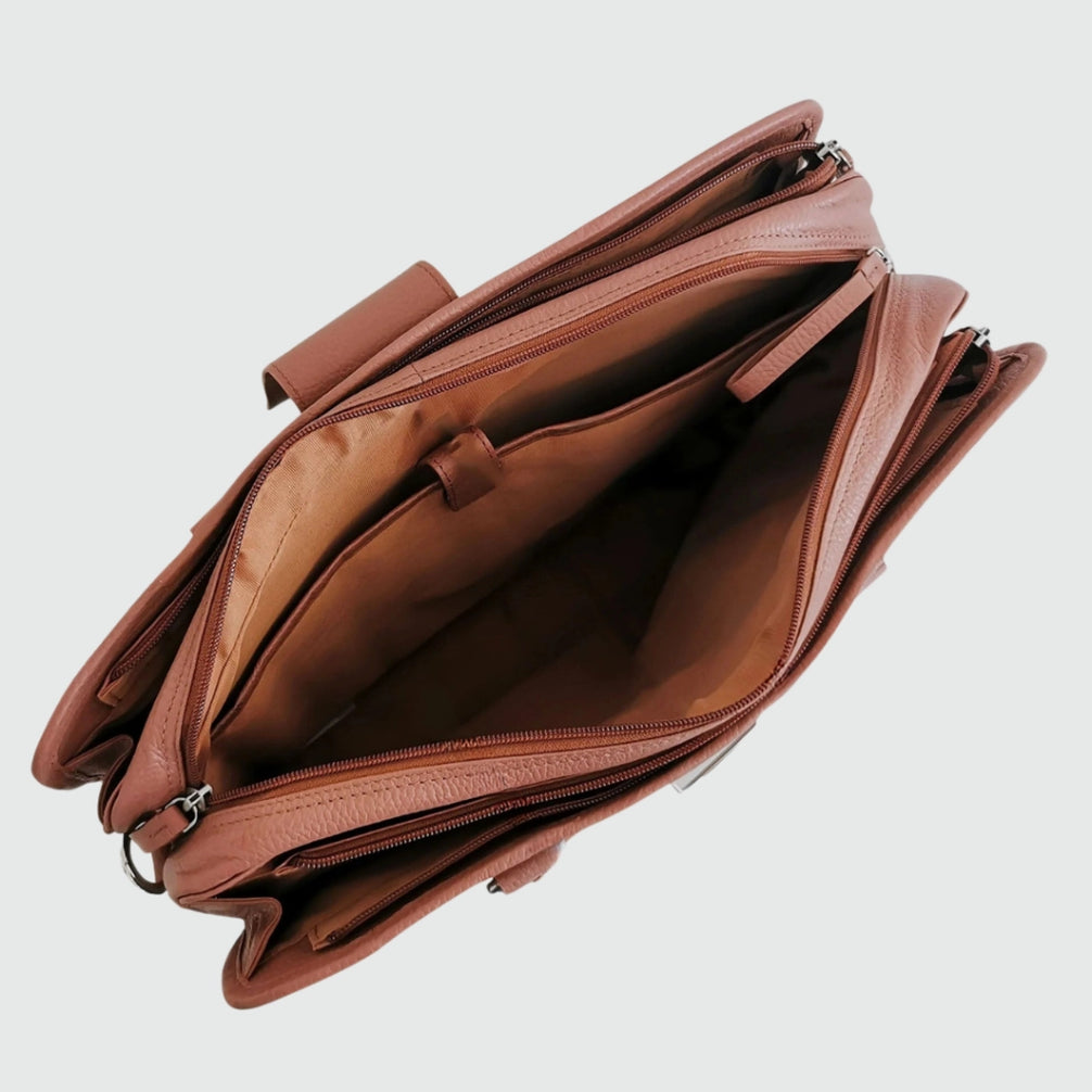 Intérieur de sacoche en cuir artisanale pour ordinateur — vue 2