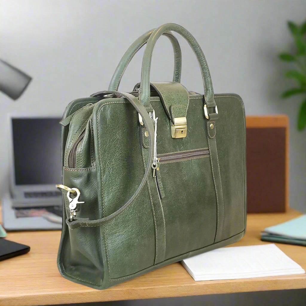 Sacoche pour ordinateur portable en vert olive — vue 1