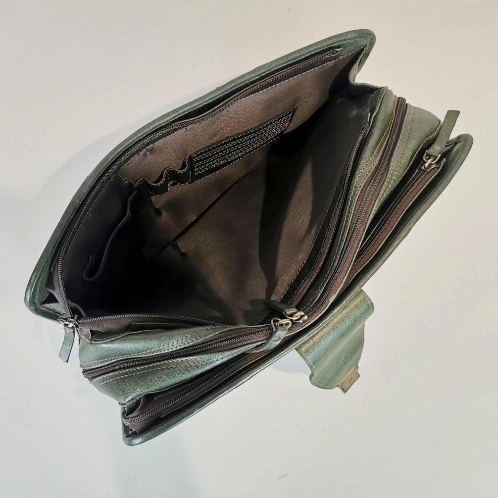 Sacoche pour ordinateur portable en vert olive — vue 3