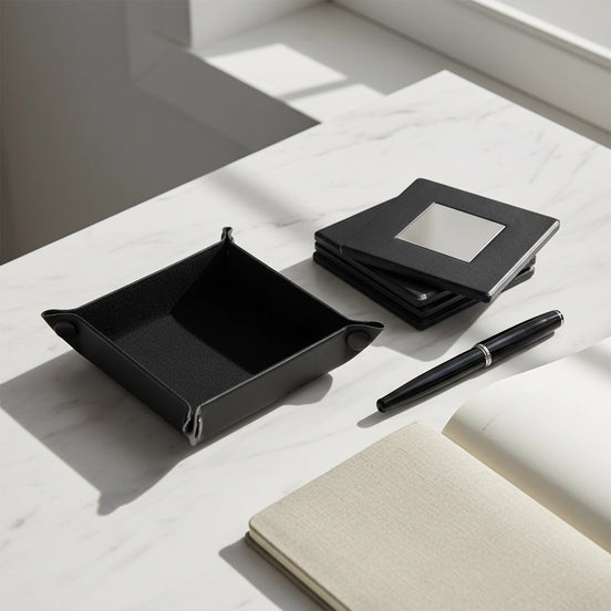 Sous-verre de bureau avec support en cuir