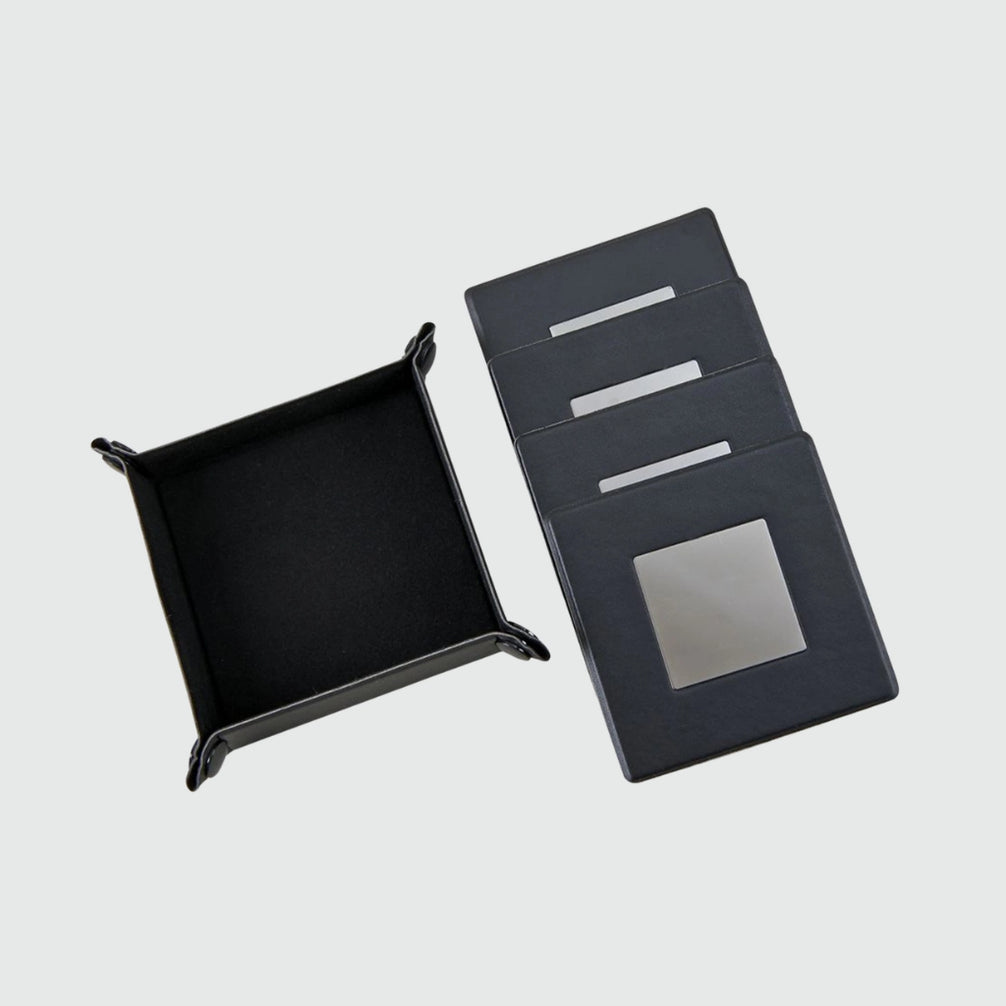 Ensemble de 5 sous-verres en similicuir noir — vue 2